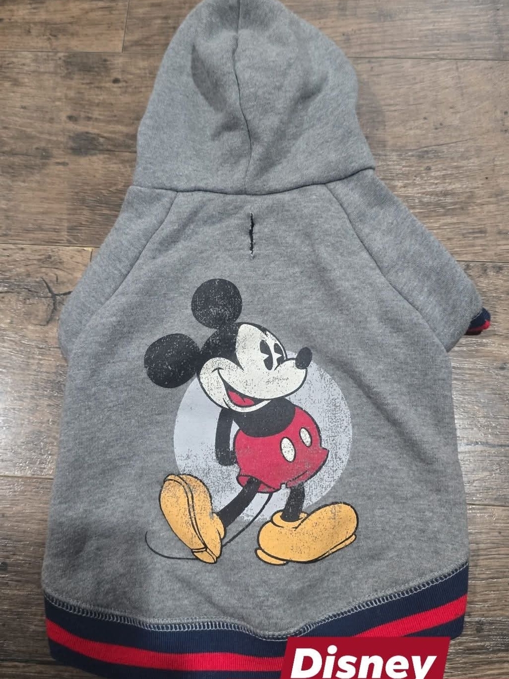 Disney Grey Mickey Mouse Hoodie with Red and Yellow Accents Dog Sz Small